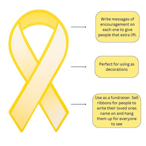 Large Paper Childhood Cancer Gold Ribbon Decorations (50 Ribbons) - Fundraising For A Cause