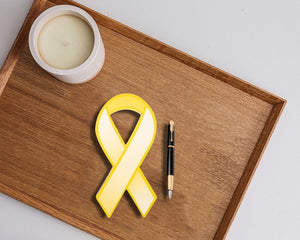Large Paper Gold Ribbon Donation Ribbons (50 Ribbons) - Fundraising For A Cause