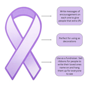 Large Paper Purple Ribbons (50 Ribbons) - Fundraising For A Cause