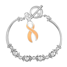 Load image into Gallery viewer, Large Peach Ribbon Charm Partial Beaded Bracelets - Fundraising For A Cause