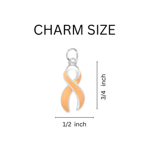 Large Peach Ribbon Charm Partial Beaded Bracelets - Fundraising For A Cause