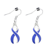 Load image into Gallery viewer, Large Periwinkle Ribbon Hanging Earrings - Fundraising For A Cause