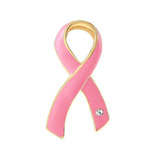 Load image into Gallery viewer, Large Pink Breast Cancer Ribbon Pins with Crystals - Fundraising For A Cause
