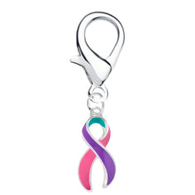 Load image into Gallery viewer, Large Pink &amp; Purple &amp; Teal Ribbon Hanging Charms - Fundraising For A Cause