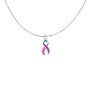 Large Pink & Purple & Teal Ribbon Necklaces - Fundraising For A Cause