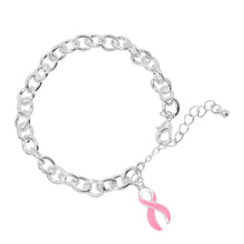 Load image into Gallery viewer, Large Pink Ribbon Chunky Charm Bracelets - Fundraising For A Cause