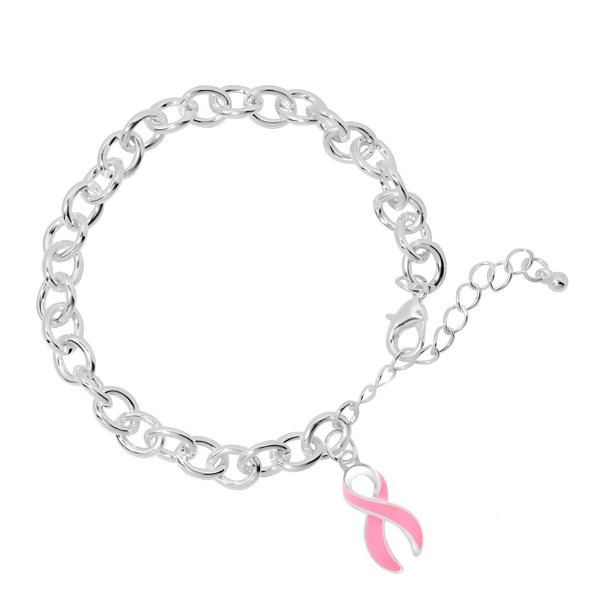 Large Pink Ribbon Chunky Charm Bracelets - Fundraising For A Cause