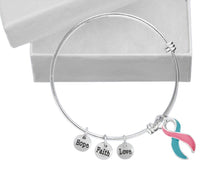 Load image into Gallery viewer, Large Pink &amp; Teal Ribbon Awareness Retractable Bracelets - Fundraising For A Cause