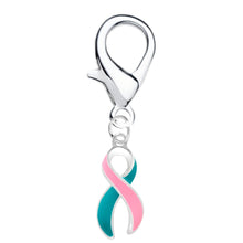 Load image into Gallery viewer, Large Pink &amp; Teal Ribbon Hanging Charms - Fundraising For A Cause