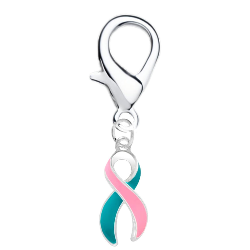 Large Pink & Teal Ribbon Hanging Charms - Fundraising For A Cause