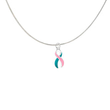 Load image into Gallery viewer, Large Pink &amp; Teal Ribbon Necklaces - Fundraising For A Cause