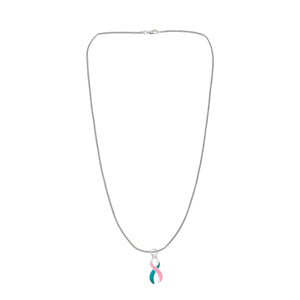 Large Pink & Teal Ribbon Necklaces - Fundraising For A Cause