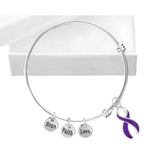 Load image into Gallery viewer, Large Purple Ribbon Awareness Retractable Bracelet - Fundraising For A Cause