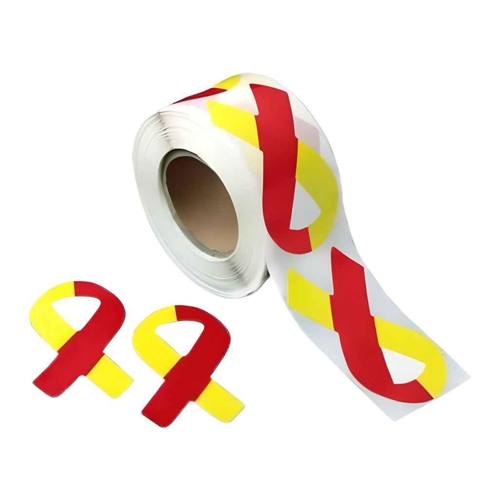 Large Red & Yellow Awareness Ribbon Stickers (250 per Roll) - Fundraising For A Cause