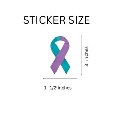 Load image into Gallery viewer, Large Suicide Awareness Teal &amp; Purple Ribbon Stickers (250 per Roll) - Fundraising For A Cause