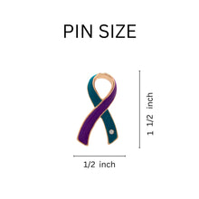Load image into Gallery viewer, Large Teal &amp; Purple Ribbon Pins - Fundraising For A Cause