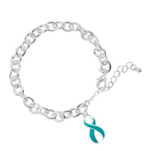 Load image into Gallery viewer, Large Teal Ribbon Chunky Charm Bracelet - Fundraising For A Cause