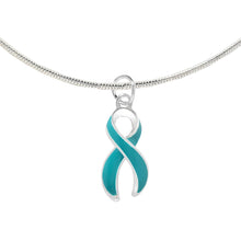 Load image into Gallery viewer, Large Teal Ribbon Necklaces - Fundraising For A Cause