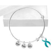 Load image into Gallery viewer, Large Teal Ribbon Retractable Bracelet - Fundraising For A Cause