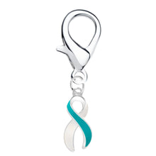Load image into Gallery viewer, Large Teal &amp; White Ribbon Hanging Charms - Fundraising For A Cause