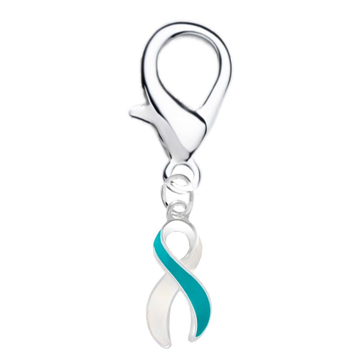 Large Teal & White Ribbon Hanging Charms - Fundraising For A Cause