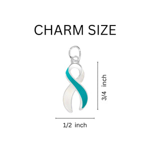 Large Teal & White Ribbon Hanging Charms - Fundraising For A Cause