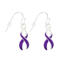 Load image into Gallery viewer, Large Testicular Cancer Ribbon Awareness Hanging Earrings - Fundraising For A Cause