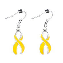 Load image into Gallery viewer, Large Yellow Ribbon Hanging Earrings - Fundraising For A Cause