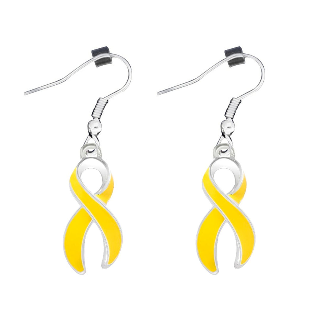 Large Yellow Ribbon Hanging Earrings - Fundraising For A Cause