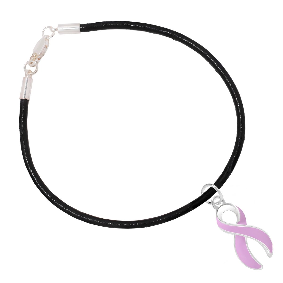 Lavender Ribbon Charm Black Cord Bracelets - Fundraising For A Cause