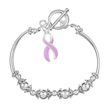 Load image into Gallery viewer, Lavender Ribbon Charm Partial Beaded Bracelets - Fundraising For A Cause