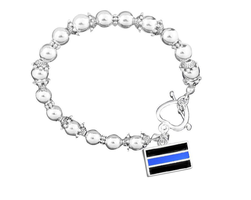 Law Enforcement Blue Line Beaded Charm Bracelets - Fundraising For A Cause