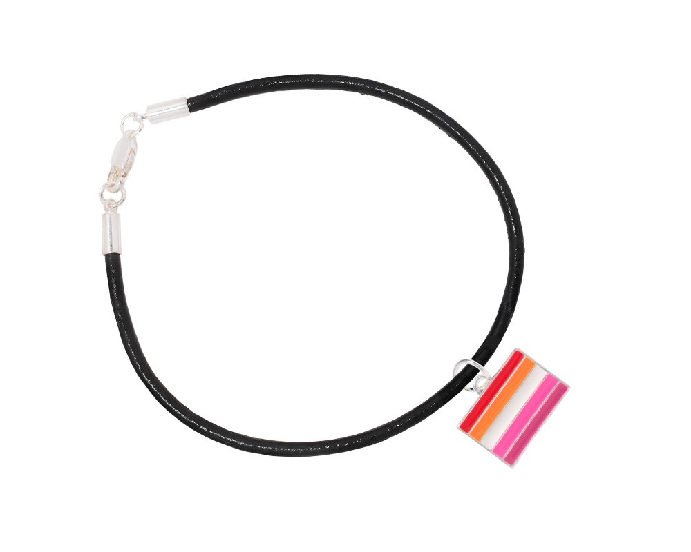 Lesbian Sunset Flag Black Cord Bracelets - Fundraising For A Cause