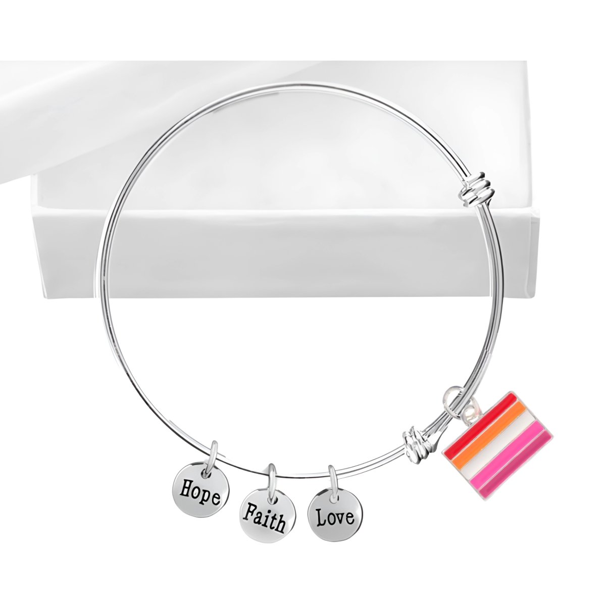 Lesbian Sunset Flag Charm Retractable Bracelets - Fundraising For A Cause