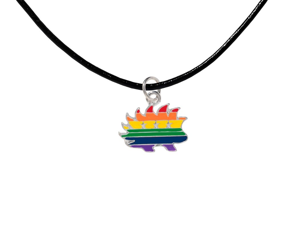 Libertarian Rainbow Porcupine Black Cord Necklaces - Fundraising For A Cause