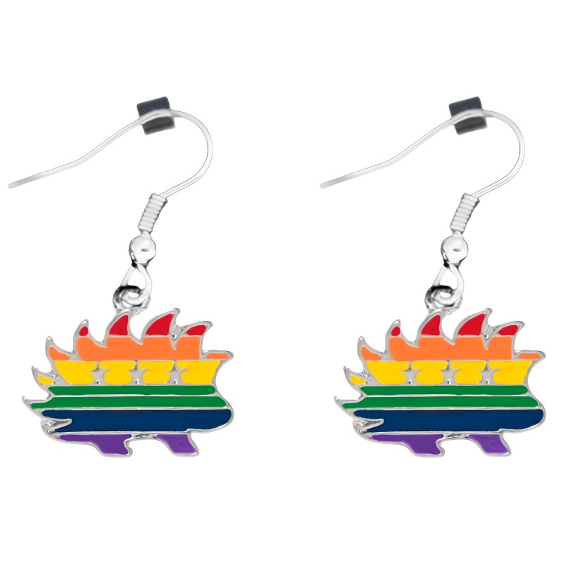 Libertarian Rainbow Porcupine Hanging Earrings - Fundraising For A Cause