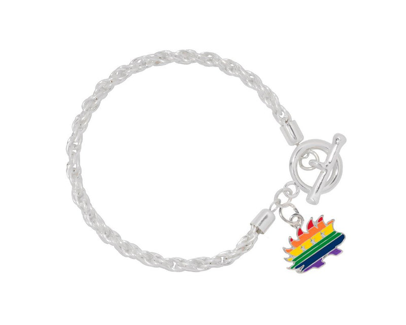 Libertarian Rainbow Porcupine Silver Rope Bracelets - Fundraising For A Cause