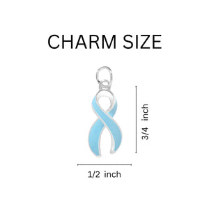 Light Blue Ribbon Charm Partial Beaded Bracelets - Fundraising For A Cause