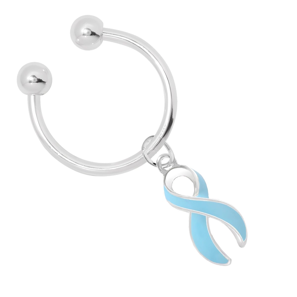 Light Blue Ribbon Horseshoe Key Chains - Fundraising For A Cause