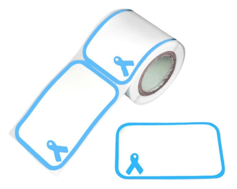 Light Blue Ribbon Name Badge Stickers - Fundraising For A Cause