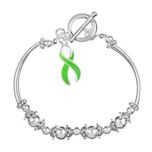 Load image into Gallery viewer, Lime Green Ribbon Charm Partial Beaded Bracelets - Fundraising For A Cause