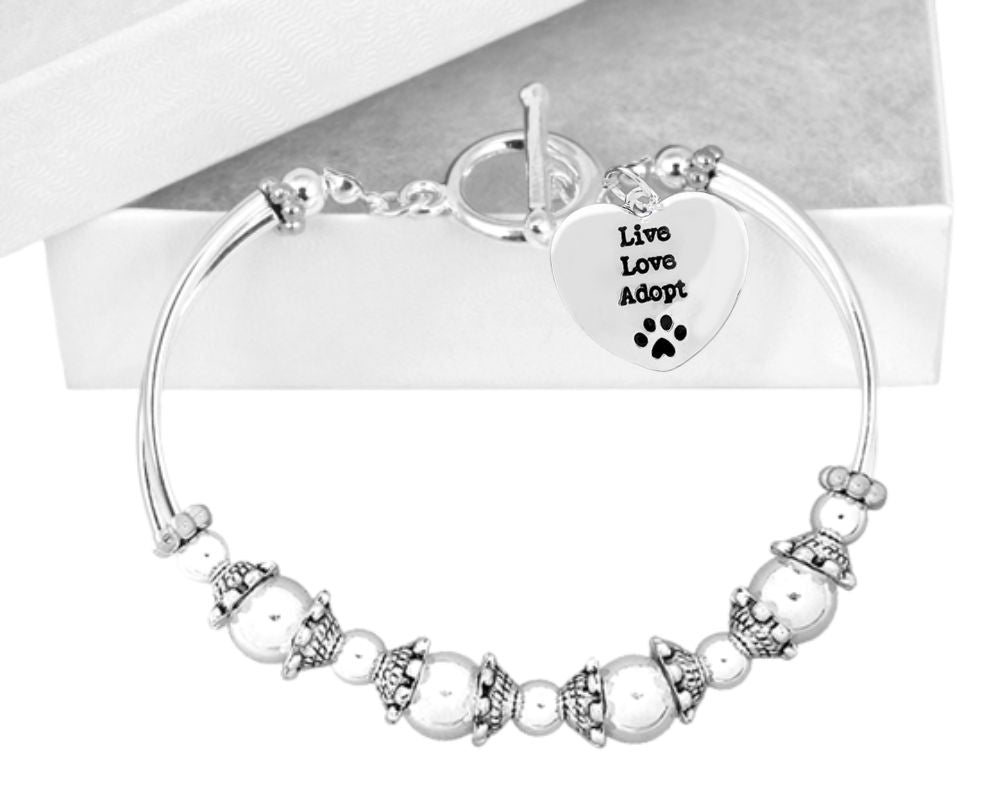 Live Love Adopt Charm Partial Beaded Bracelets - Fundraising For A Cause