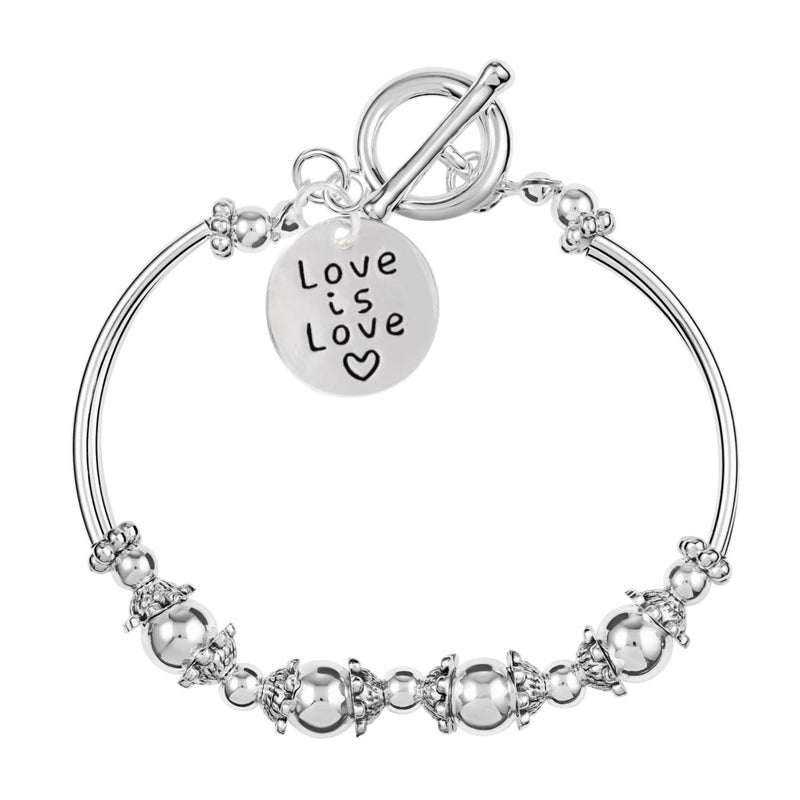 Love Is Love Circle Charm Partial Beaded Bracelets - Fundraising For A Cause