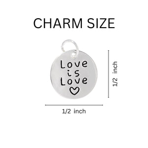 Love Is Love Circle Charm Silver Beaded Bracelets - Fundraising For A Cause