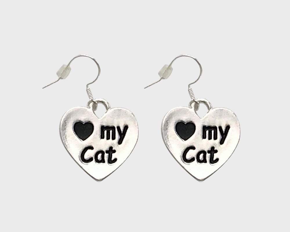 Love My Cat Heart Earrings - Fundraising For A Cause