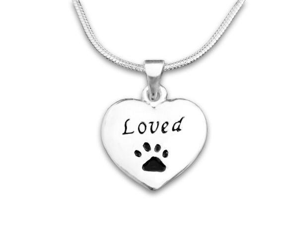 Loved Paw Print Heart Necklaces - Fundraising For A Cause
