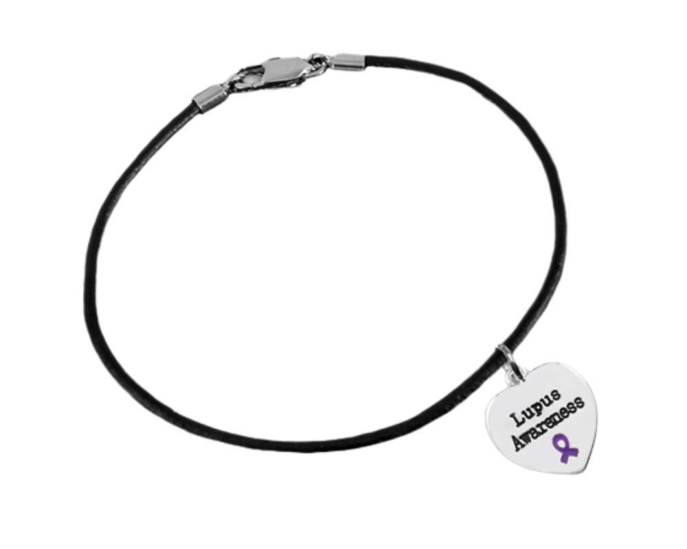 Lupus Awareness Heart Leather Cord Bracelets - Fundraising For A Cause