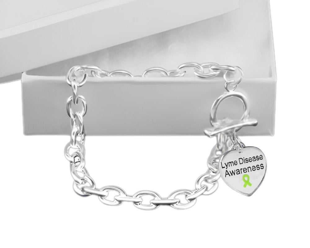 Lyme Disease Awareness Heart Charm Chained Style Bracelets - Fundraising For A Cause