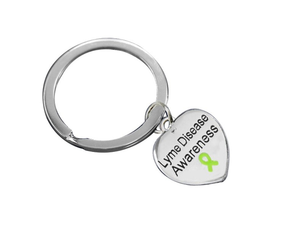 Lyme Disease Awareness Heart Charm Split Style Key Chains - Fundraising For A Cause