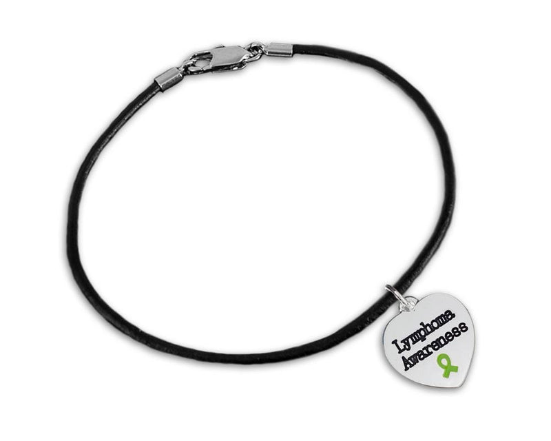 Lymphoma Awareness Heart Leather Cord Bracelets - Fundraising For A Cause